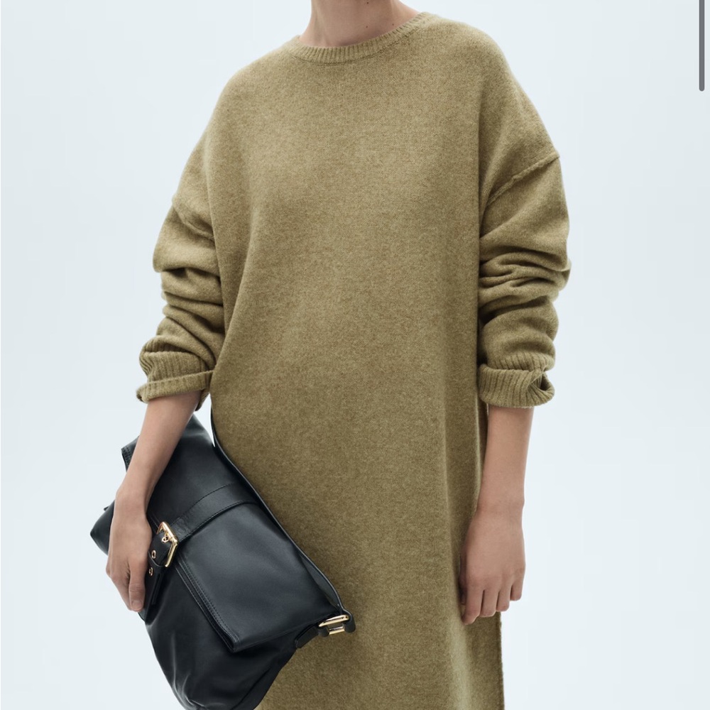 Mango Tan Long Sleeve Dress
